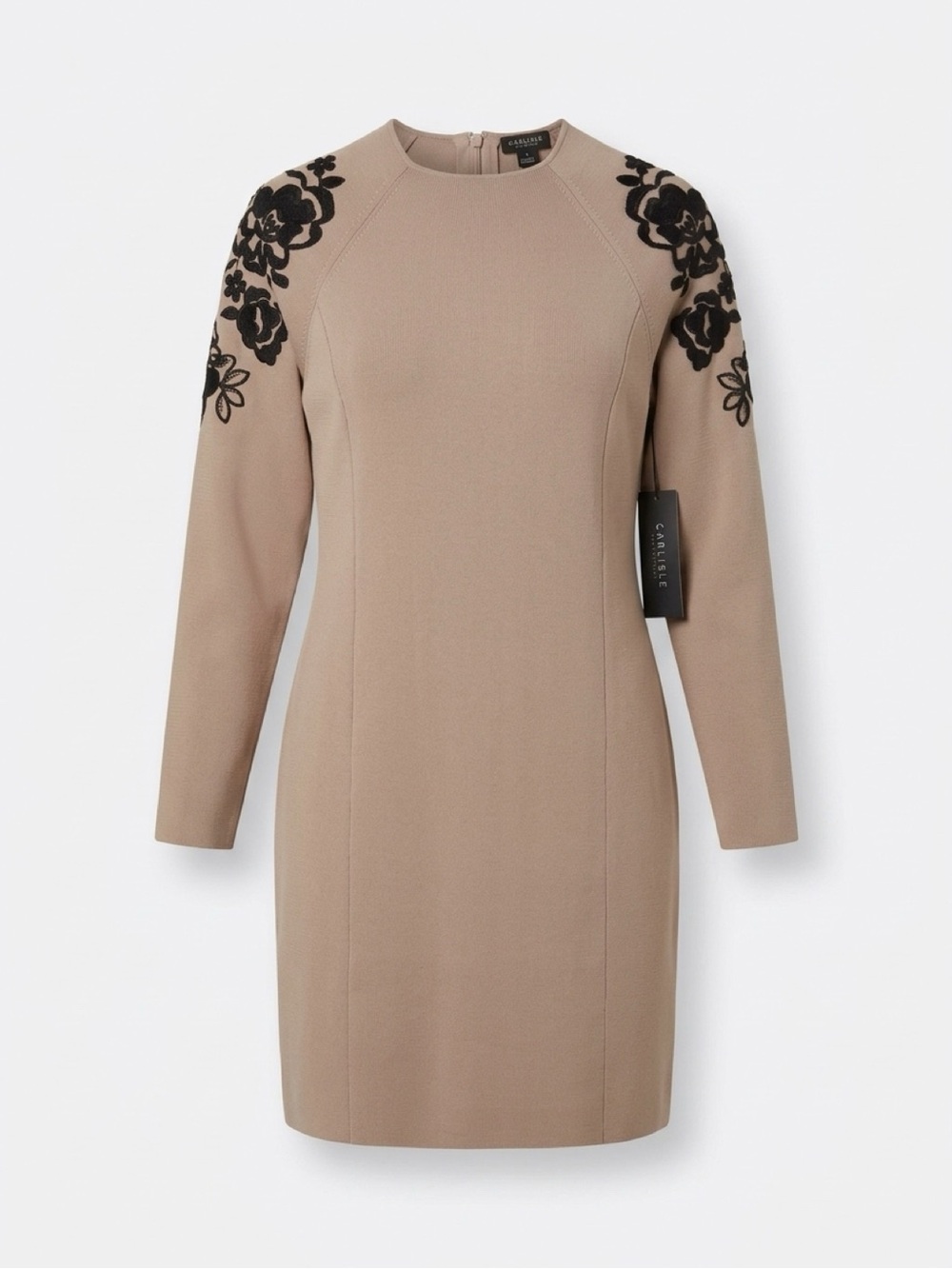 NWT - Carlisle Collection, Waltz Mocha Meringue Embroidered Sheath Dress Small